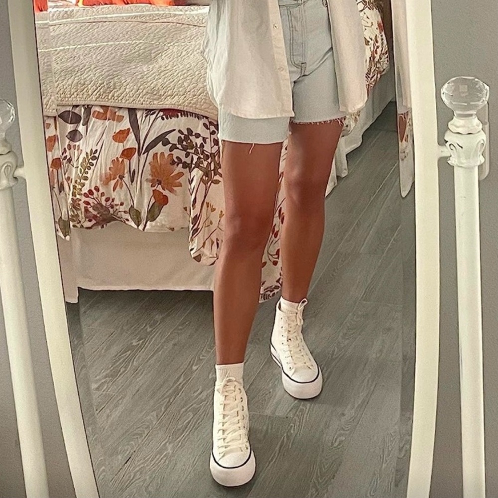 Platform high top white sneakers
